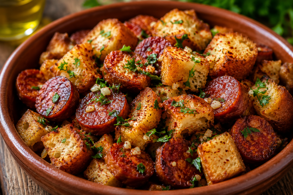 Vitlöksstekt bröd & chorizo