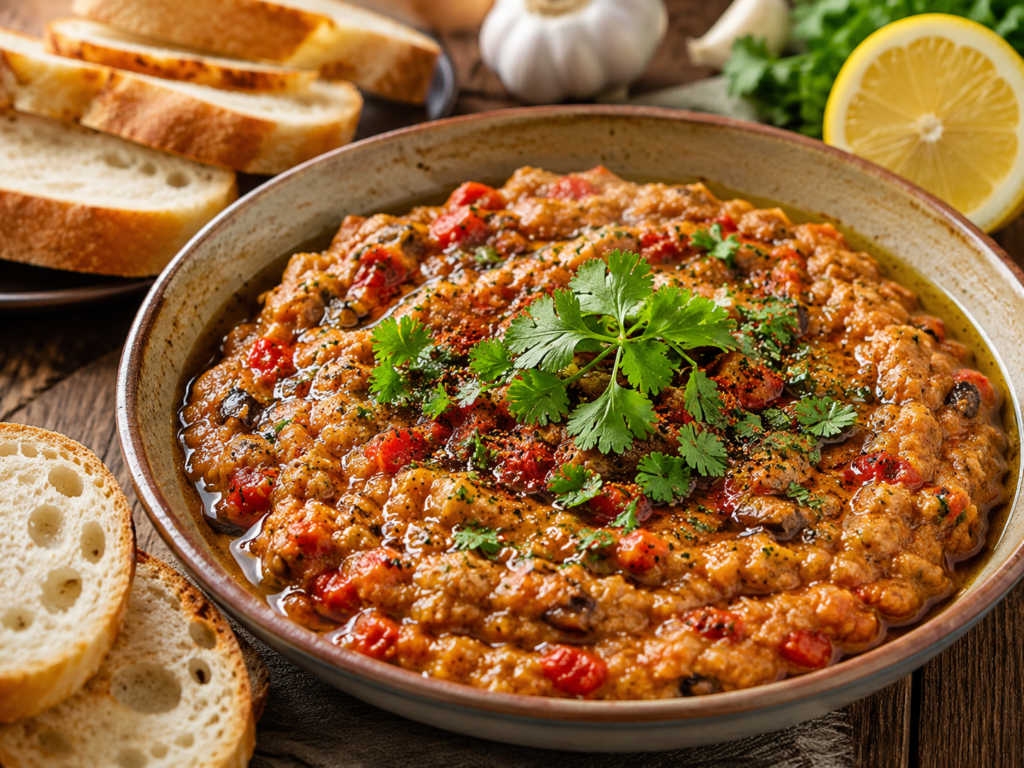 Dip med aubergine och paprika