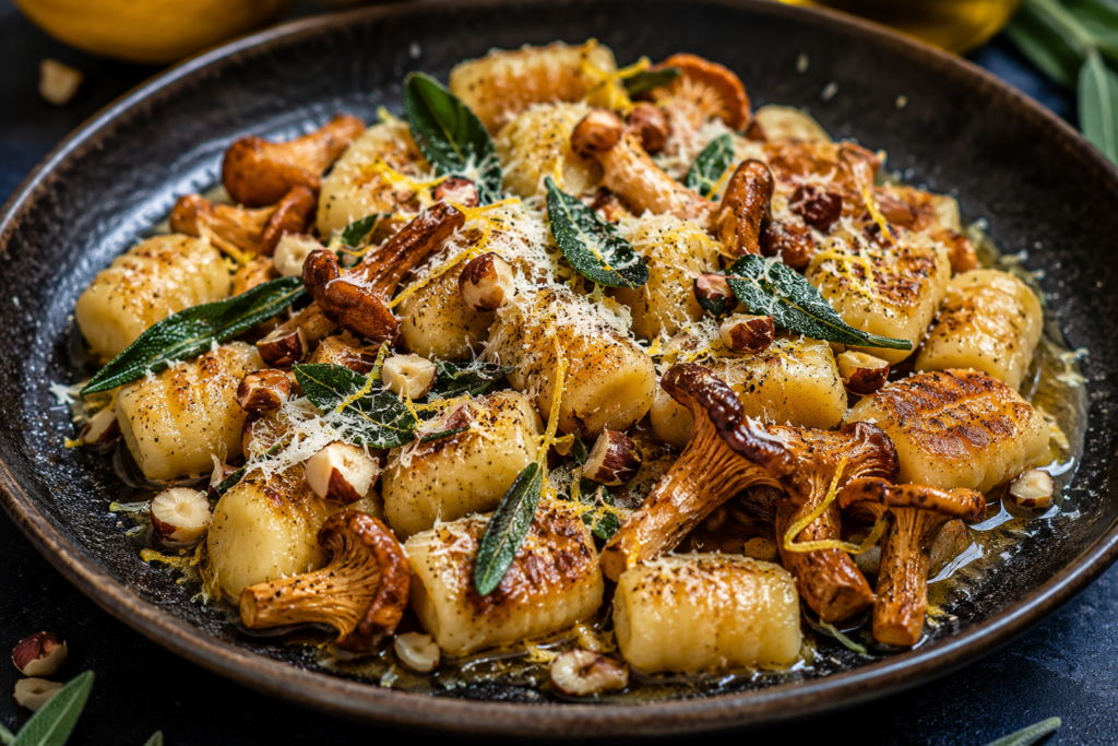 Hemgjord gnocchi med kantareller, brynt citronsmör, salvia & parmesan